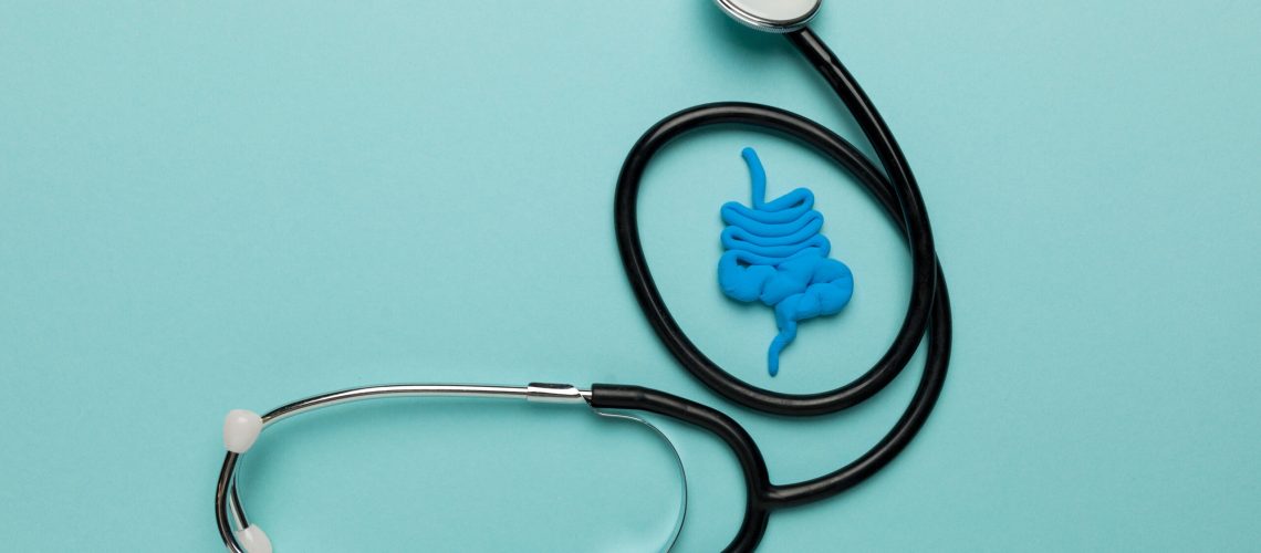 Human intestines, constipation and digestive problems. Treatment with probiotics, bowel irritation.